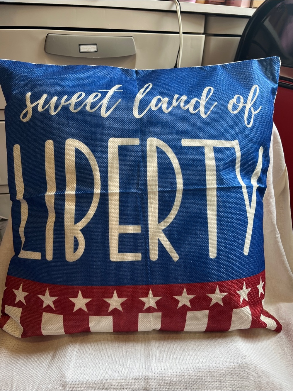 Sweet Land of Liberty Patriotic Throw Pillow - Blue, Red, White